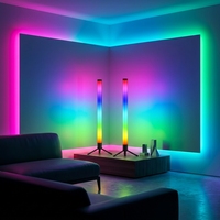 Lámpara de Esquina LED RGBIC Inteligente de 12W con Sincronización Musical, Barra de Luz Ambiental para Sala de Juegos, Retroiluminación de TV, Control por Aplicación