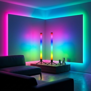 Lampe <span class=keywords><strong>d</strong></span>'angle LED RGBIC intelligente 12W avec synchronisation musicale, <span class=keywords><strong>barre</strong></span> lumineuse <span class=keywords><strong>d</strong></span>'ambiance pour salle de jeu, rétroéclairage TV, contrôle par application - Product Image 2