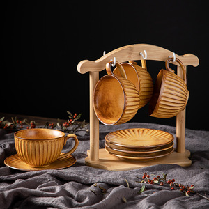 Tasse à café en <span class=keywords><strong>verre</strong></span> martelé <span class=keywords><strong>Toyo</strong></span> Sasaki avec soucoupe en bois de noyer, résistante à la chaleur, style japonais, usage domestique, pour infusion manuelle - Product Image 4