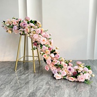 Chemin de table rond en forme de cercle de roses blanches pour mariage, décoration florale, rangée de fleurs pour la scène