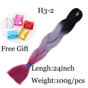 Xuchang Harmony - 8 Piezas de Cabello Sintético para Trenzas, 24 Pulgadas, 100 Gramos, Textura Yaki, Color Degradado, Preestirado, <span class=keywords><strong>Jumbo</strong></span> - Product Image 2