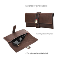 Étui à lunettes vintage en cuir de vachette pleine fleur tanné végétal, patiné, pochette de rangement pour lunettes en cuir véritable