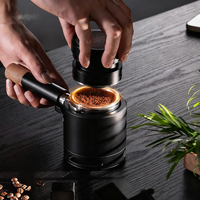 Distributeur de café à hauteur adaptative IKAPE 51 mm 53 mm 58 mm avec capuchon en noyer et base en acier inoxydable