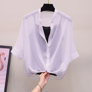 Baju Wanita, Dua Potong, Musim Panas, Blus Kasual Wanita, Leher V Longgar, Lengan Setengah, Kemeja Sifon Macan Tutul, Atasan Garis-garis Ukuran Plus - Product Image 4