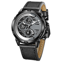 Montre chronographe multifonction sport stéréo numérique à affichage numérique pour homme, personnalisée, en cuir, étanche