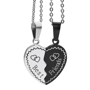 Venta al por mayor Buen <span class=keywords><strong>Amor</strong></span> collar de <span class=keywords><strong>la</strong></span> <span class=keywords><strong>amistad</strong></span> de acero inoxidable mejores amigos corazón pareja Collar para el Día de San Valentín - Product Image 1