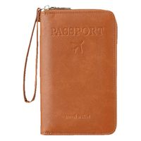 Porta Pasaportes de Viaje de Cuero PU con Logotipo Personalizado, Bloqueo RFID, Estuche Portátil para Pasaportes Familiares con Correa