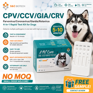 ชุดตรวจโรคในสุนัข CPV/CCV/GIA/CRV แบบรวดเร็ว ผลลัพธ์ใน 5 นาที สำหรับตรวจเชื้อในอุจจาระเป็นเลือด - Product Image 1