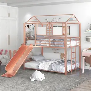 Bunk Children Loft Bed Bedroom Furniture Customized Kids Bed Modern Girls Bed With Slide Hot Sale Best Selling Wooden