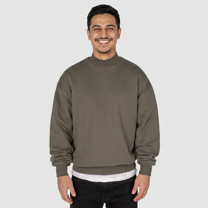 Sweatshirts à col rond brodés, sweat-shirts en coton à col rond uni, sweatshirts surdimensionnés pour hommes, coton mélangé - Product Image 1