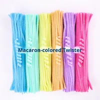 Macaron Kleur Diy Materiaal Kit Groothandel Opvouwbare Faux Pluche Wollen Twist Sticks Ambachtelijke Benodigdheden Voor Boeket Creatie
