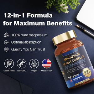 Cápsulas de Complejo de <span class=keywords><strong>Magnesio</strong></span> OEM 12 en 1 con Glicinato, Citrato, Malato y <span class=keywords><strong>Taurato</strong></span> para Dormir, Relajarse y Recuperación Muscular - Product Image 3
