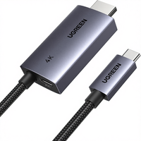 Kabel UGREEN USB C ke HD-MI dengan Adaptor Pengisian Cepat 100W PD 4K 60Hz 2-in-1 Thunderbolt Unidirectional Tipe C ke HD-MI