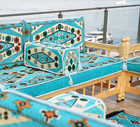 Ensemble de canapés traditionnels turcs Majlis, turquoise, style oriental arabe, banc en bois pour salon, décoration de jardin
