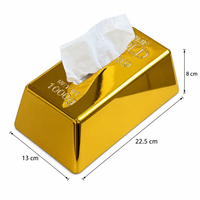 Boîte à mouchoirs élégante et stylée en forme de barre d'or, finition métallique dorée de luxe, décoration de bureau, cadeau original pour la maison