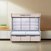 Réfrigérateur commercial multi-niveaux à trois températures pour restaurant, avec vitrine pour viandes et légumes