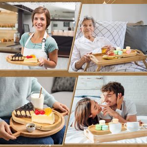 Plateau de service ovale en bambou, lot de 12, brun clair, imperméable, empilable, pour aliments et en-cas - Product Image 4