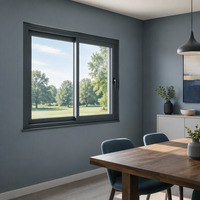 Ventana Corredera Insonorizada y Resistente a Huracanes JUNYAO FactoryNFRC AS2047 CE, 6063-T5 5+9A+5 Low-E Hermética OEM para Hogar Azul Grisáceo