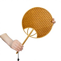 Éventail de taille traditionnel chinois en bambou tressé à la main, style vintage, avec motif en feuille de bananier laquée, fabriqué en Chine pour le rafraîchissement domestique