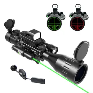 4-12&16X50 AO Scope Red/Green Illuminated W/Green Laser - Holographic Reflex Red Dot Sight - 5 Brightness Modes Flashlight