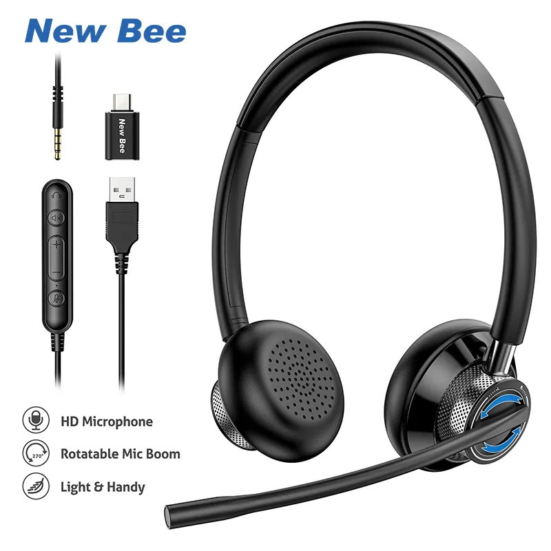 Wholesale Price Low MOQ Portable Teams Conference Wired Headset with Mic Call Center Headset Wired Usb Noise Cancelling Headset