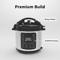 Cuisinière électrique à pression multifonction 12-en-1 en acier inoxydable avec contrôle numérique 6L, écran LED, revêtement antiadhésif et tasse doseuse pour la maison