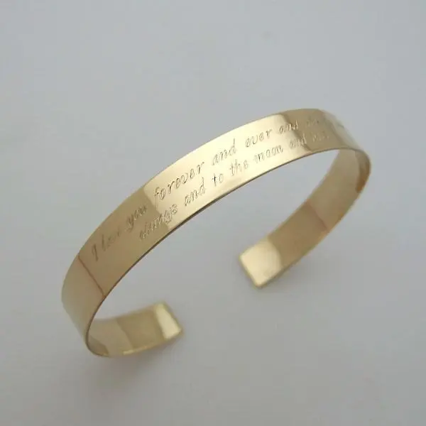 Long Text Engraved stainless steel Bangle Bracelet Gold Cuff Gift for her Personalized Gold Bracelet Semanarios Pulseras 18k