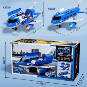 Jouets de simulation pour enfants : Avions et voitures à inertie, modèles multifonctionnels, 3 voitures, 1 hélicoptère, 6 panneaux de signalisation - Product Image 6