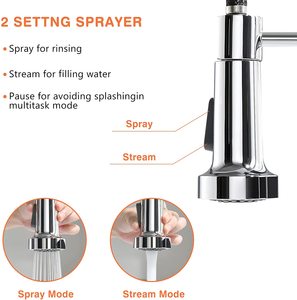FLG <strong>Best</strong> Seller Modern Chrome Ceramic Hot Cold Water Mixer Tap Single Hole Spring Pull Down <strong>Sprayer</strong> Kitchen Faucet - Product Image 6