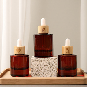 Flacons compte-gouttes en verre ambré rouge-brun 30ML 50ML, anti-lumière, pour huiles essentielles, échantillons cosmétiques premium, sérums et essences - Product Image 1