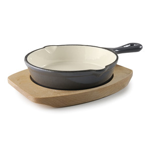 Mini padella Magma Grey con supporto in legno per servire a tavola - Product Image 1