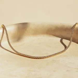 Collana girocollo eManco in acciaio inossidabile stile minimalista con zirconi cubici color <span class=keywords><strong>oro</strong></span>/argento per uso quotidiano, appuntamenti e feste - Product Image 6