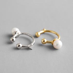 <span class=keywords><strong>Boucle</strong></span> <span class=keywords><strong>d</strong></span>'<span class=keywords><strong>oreille</strong></span> en <span class=keywords><strong>argent</strong></span> sterling 925 avec perle et plaqué or Zicina - Product Image 2