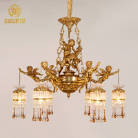 Lustre en laiton rococo Jewellerytop, dôme LED, plafond, lampe en cristal, lustre en cristal doré, luminaire suspendu décoratif