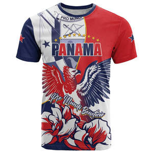Camiseta Panamá Personalizada Arpía Águila Pájaro Grunge Estilo Panamá Día DE LA Independencia Bandera Estampado Cuello Redondo Hombres Camiseta de Gran Tamaño - Product Image 1