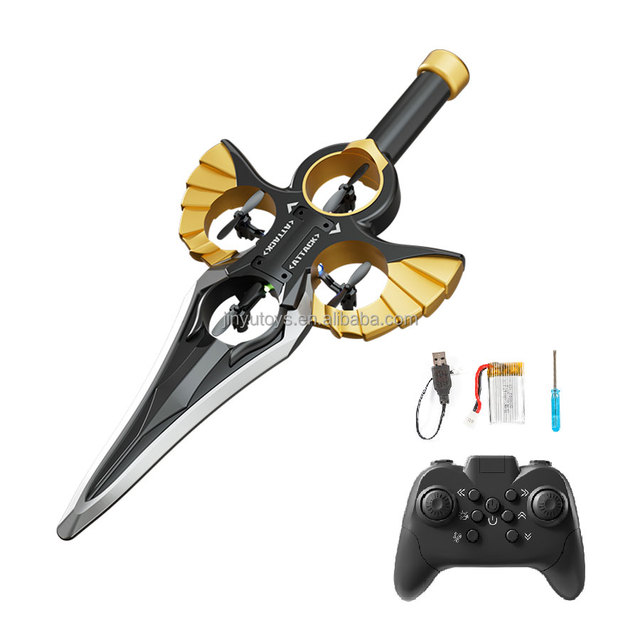 Control RC Toy Luminous Laser Sword and 360 Degree Rolling Drone Foam Remote Controlled Aircraft for Boys Stunt Flying for Kids