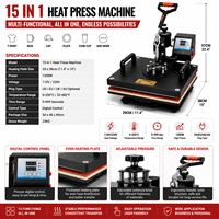 Presse à chaud multifonction 15 en 1 pour T-shirts, mugs, casquettes, assiettes, sublimation et transfert thermique