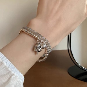 สร้อยข้อมือเงินแท้ S925 รูปแมวนำโชคประดับมูนสโตนสองชั้น ของขวัญเครื่องประดับสำหรับทุกเพศ - Product Image 3