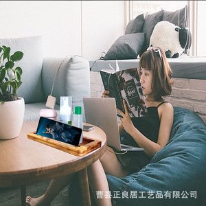 Bamboo Storage Tray Rectangle Wood Grain Color <b>Standing</b> Type <b>For</b> Desk Phone <b>Tablet</b> Kitchen Living Room Hotel Use - Product Image 4