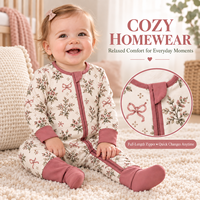 Combinaison Bébé Écologique Douce en Viscose de Bambou avec Fermeture Éclair Bidirectionnelle Respirante Unisexe OEM à Pieds Intégrés Personnalisable Style Vintage Été
