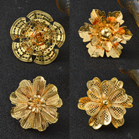 Zeadear Ensemble de bagues pour femmes en cuivre plaqué or 18 carats, motif floral ajouré en filigrane, étanche, de luxe, massif, style Dubaï, vente en gros
