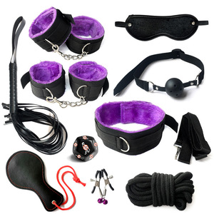 Otros productos sexuales, juguetes para adultos, Kit de esclavo, cuerda de engranaje, equipo de cuero PU BDSM chino, <span class=keywords><strong>Bondage</strong></span> para parejas, rosa, morado, negro - Product Image 1