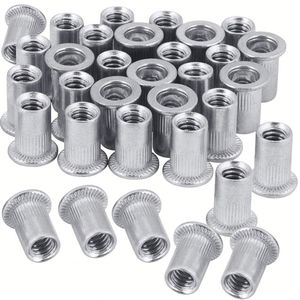 Écrous à riveter à tête plate dentelée en acier au carbone galvanisé avec revêtement en zinc jaune, classes de qualité M6, M10, M12, 4.8, 8.8, 10.9, 12.9 - Product Image 1