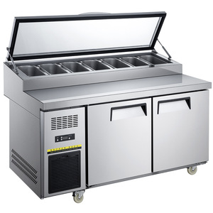 Banco Espositivo Elettrico Commerciale Zunke in Acciaio Inox <span class=keywords><strong>per</strong></span> Preparazione <span class=keywords><strong>Pizza</strong></span> e Esposizione Insalate/Sandwich <span class=keywords><strong>per</strong></span> Ristoranti e Pizzerie - Product Image 1