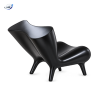 Fauteuil de salon moderne en fibre de verre sculptural et durable, fauteuil d'appoint noir pour la maison, le salon, l'hôtel commercial