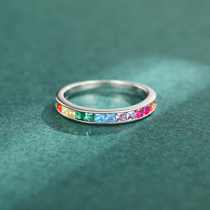 T0296 <b>Eternity</b> Band <b>Ring</b> <b>Cubic</b> <b>Zirconia</b> Princess Cut Channel Setting Lab Created Unisex Fashion <b>Ring</b> Gift - Product Image 5