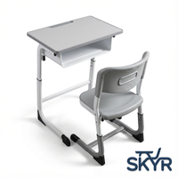 Ensemble bureau et chaise réglables en hauteur pour étudiants, en métal moderne, meubles pour salle de classe et chambre à coucher, pour les cours de soutien scolaire et la formation