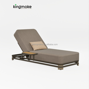 Silla de Piscina Reclinable con Mesa Lateral, <span class=keywords><strong>Tumbona</strong></span> de <span class=keywords><strong>Aluminio</strong></span> con Cojín Grueso, Directo de Fábrica - Product Image 2
