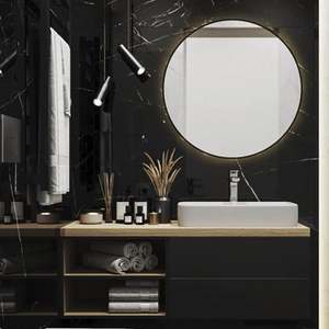 Modern European Wall-Mounted <b>Wood</b> <b>Bathroom</b> Vanity Set PVC Case Water-Resistant <b>with</b> Single & Double Sink LED <b>Mirror</b> Accessories - Product Image 1