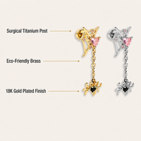 Perhiasan Tindik Halloween Custom OEM ZUOLA, Cincin Hidung Labu, Lip Labret, Lapisan Emas 18K, Pabrik